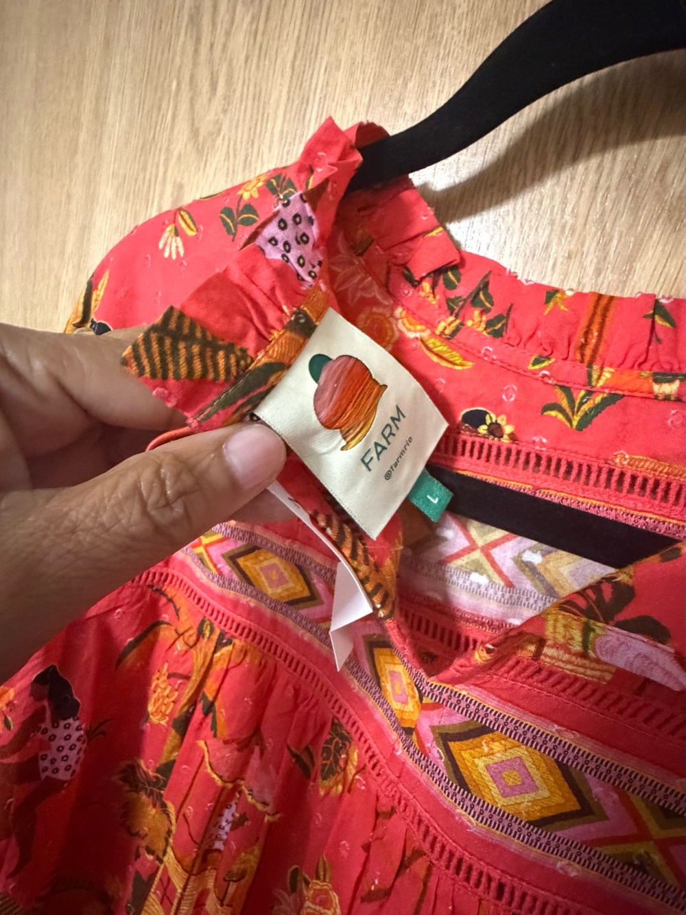 FARM Rio Coral and Yellow Printed Ruffle Blouse - Picture 5 of 9